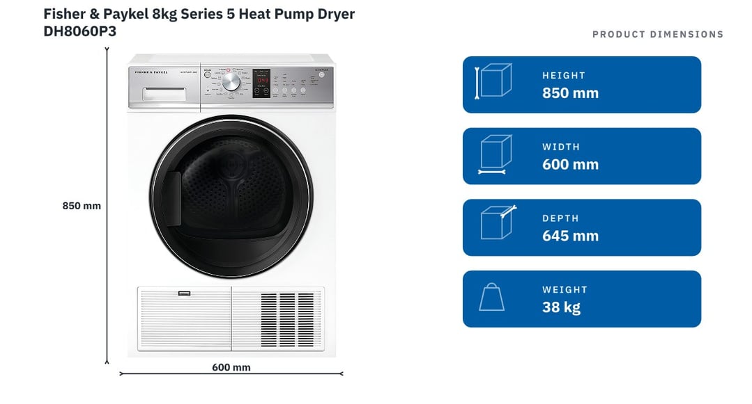 Fisher & Paykel 8kg Series 5 Heat Pump Dryer DH8060P3