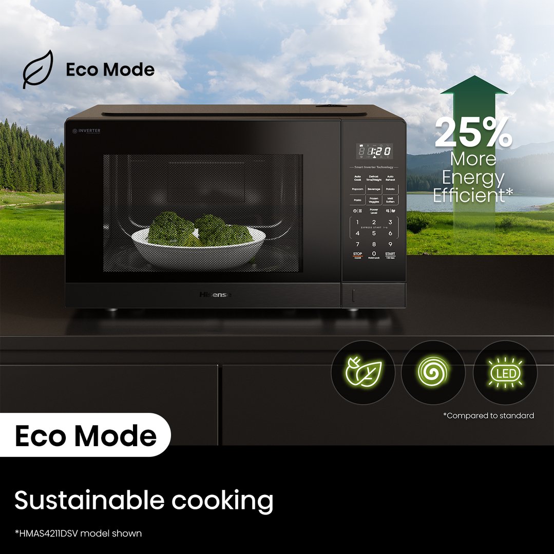 Hisense 42L 1100W Inverter Microwave - Dark Stainless Steel. HMAS4211DSV