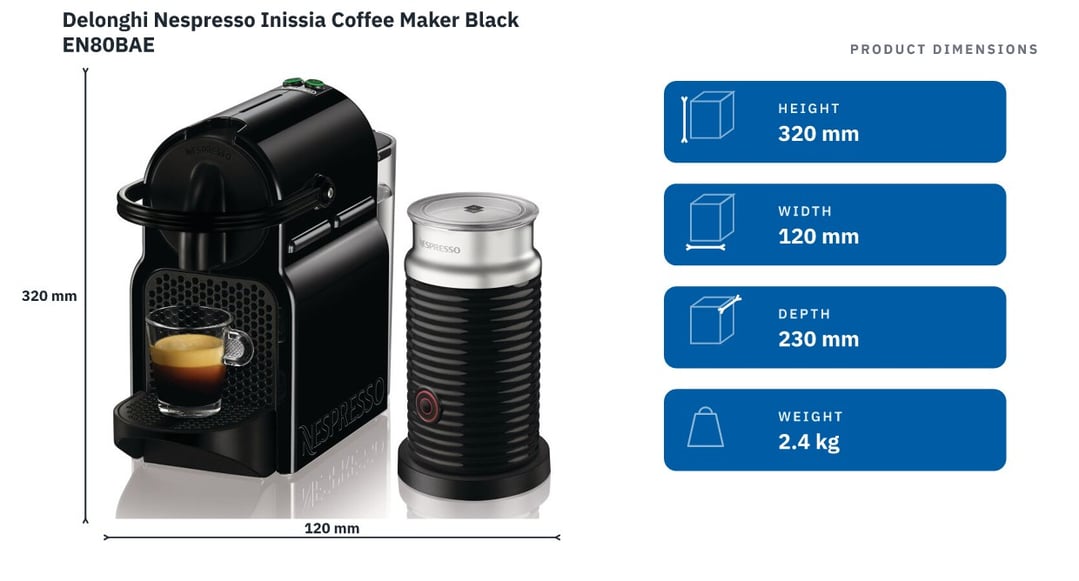 Delonghi Nespresso Inissia Coffee Maker Black EN80BAE