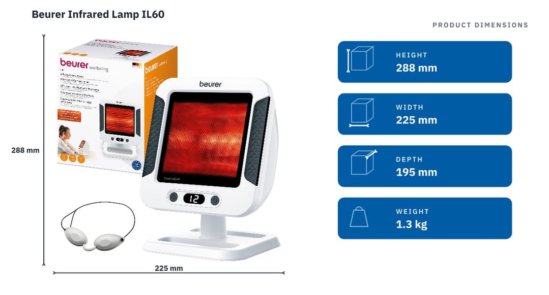 Beurer Infrared Lamp IL60 — product dimensions