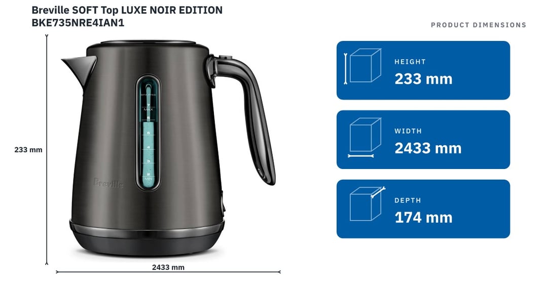 Breville SOFT Top LUXE NOIR EDITION BKE735NRE4IAN1 — product dimensions