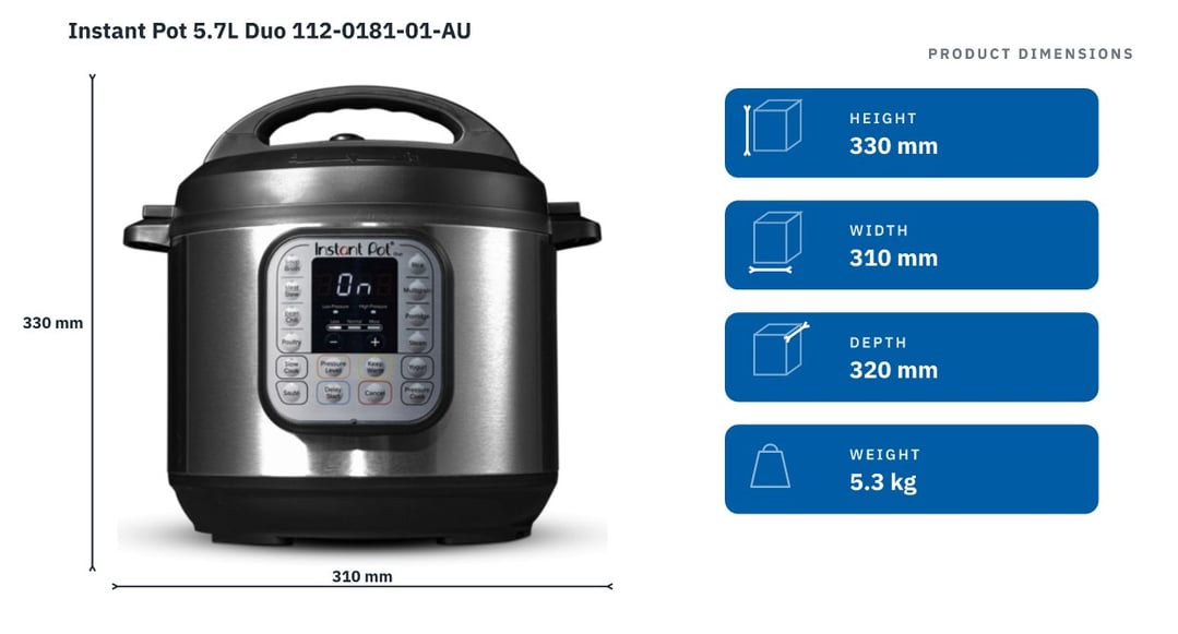 Instant Pot 5.7L Duo 112-0181-01-AU — product dimensions
