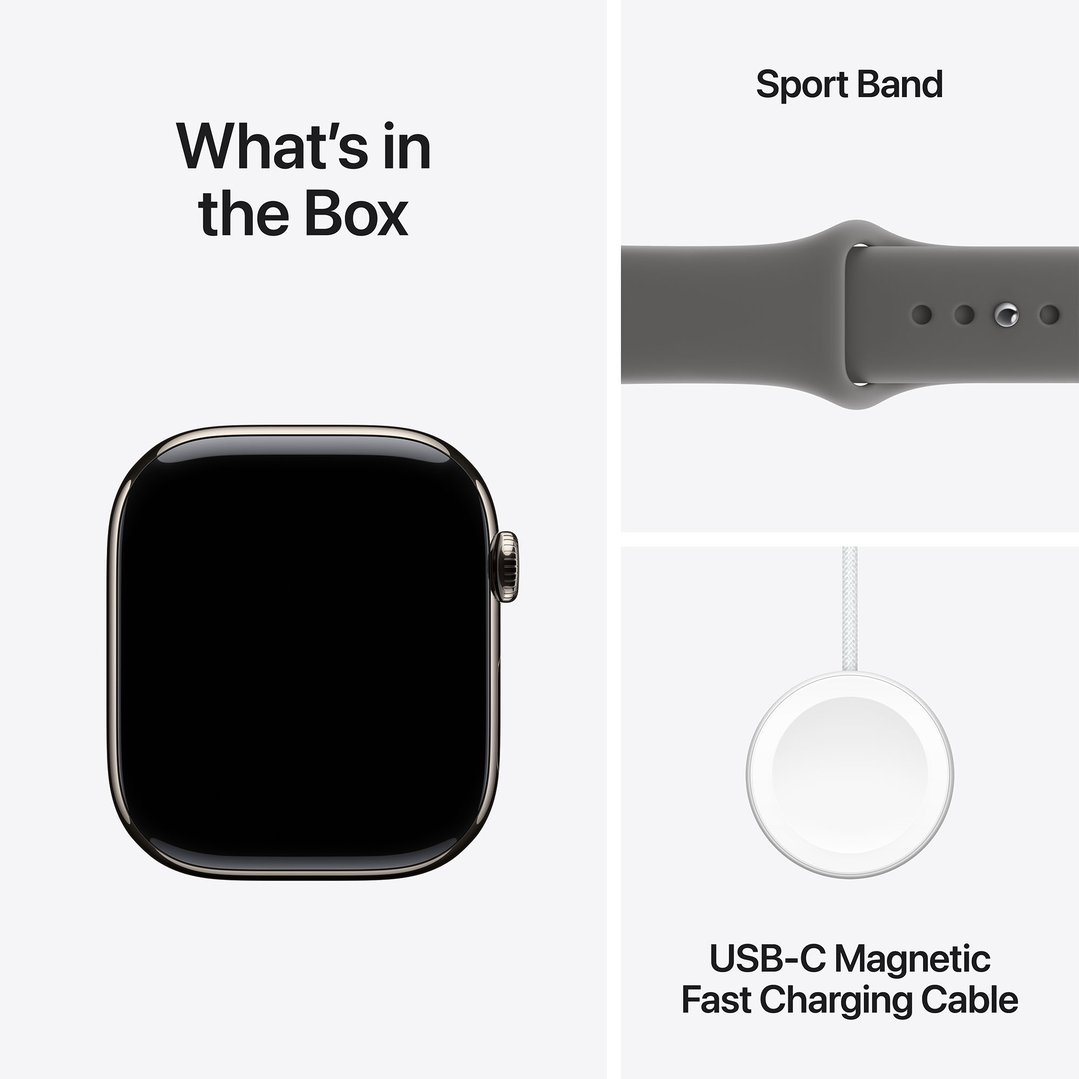 Apple Watch Series 11 46mm Natural Titanium Case GPS + Cellular Sport Band (M/L) ( Stone Grey) MFCX4X/A