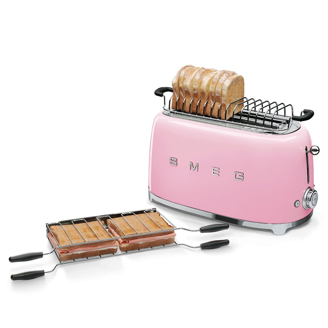 Smeg 50's Retro Style Aesthetic 4 Slice Toaster Pink TSF02PKAU