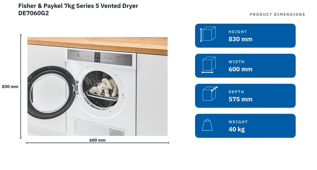 Fisher & Paykel 7kg Series 5 Vented Dryer DE7060G2