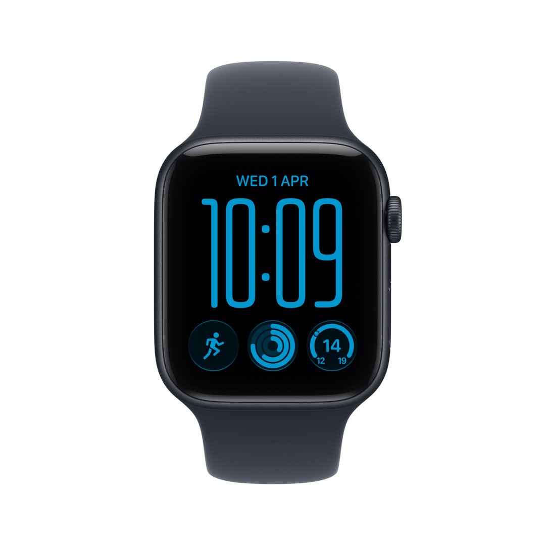 Apple Watch SE 3 GPS + Cellular 44mm Midnight Aluminum Case with Navy Blue Sport Band - M/L MJLT4X/A