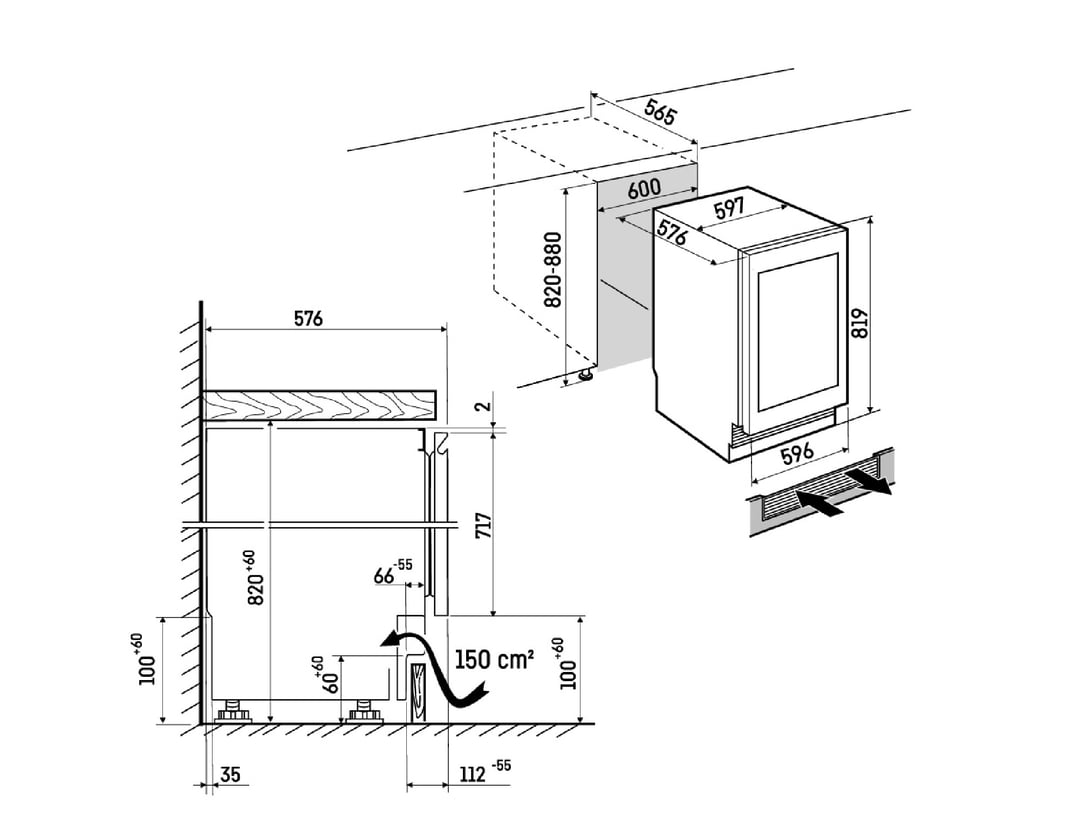 Liebherr 44 Bottle Fully Integrated Under Bench Wine Cabinet UWGB3631