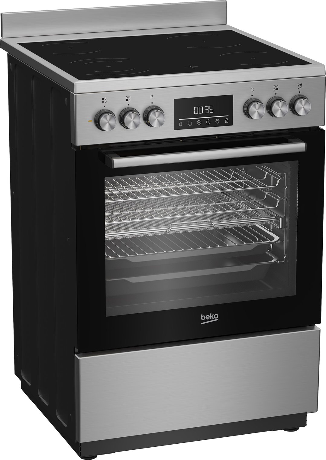 Beko Aeroperfect 60cm Freestanding Cooker with SteamAdd & Airfry and Ceramic Cooktop - Stainless Steel BFCB60VMX
