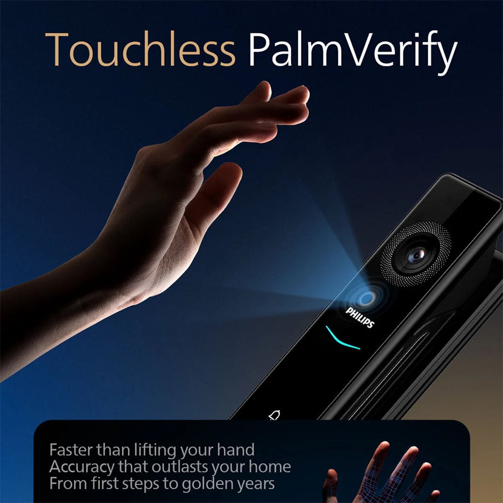 Philips 9000 Series Palm and Face Recognition Smart Lock - Gold DDL902-MFVP-11HWS-G