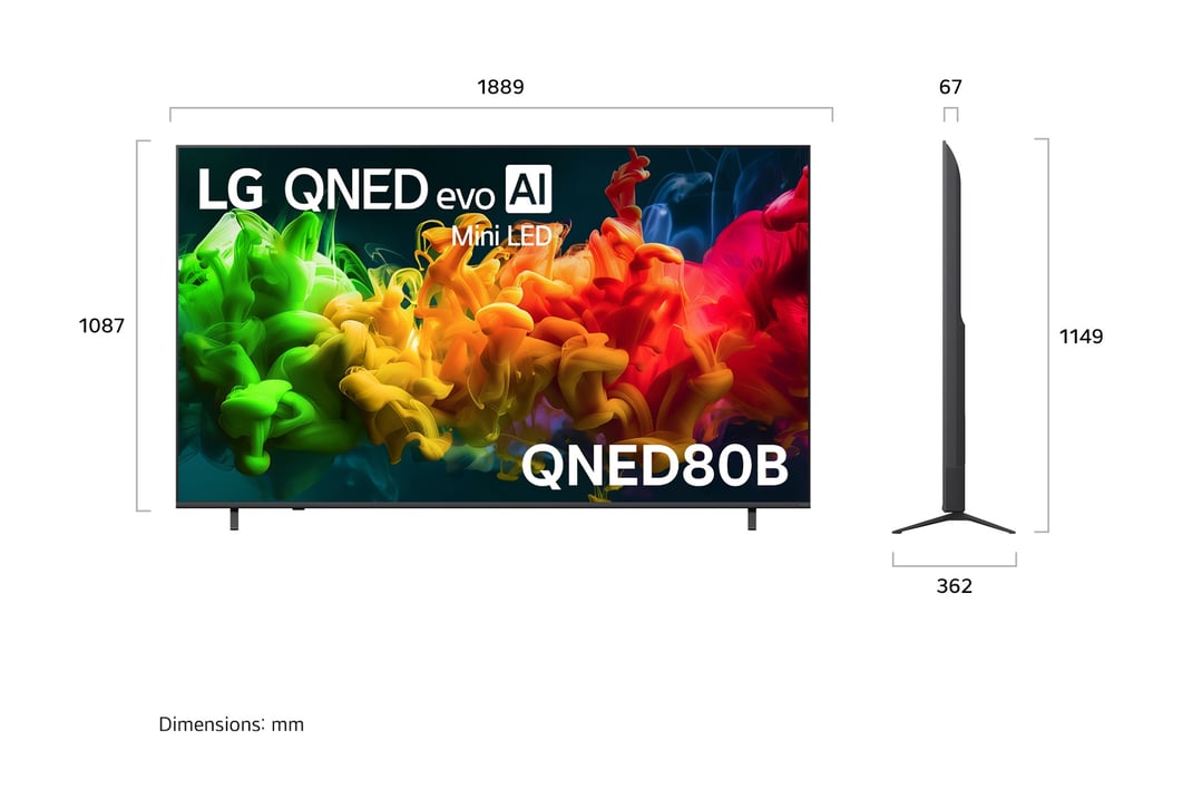 LG 85" QNED80B 4K AI Mini LED Smart TV 2026 85QNED80BSA