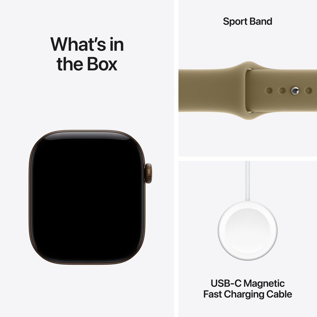 Apple Watch Series 12 GPS 46mm Dark Bronze Aluminum Case with Olive Sport Band - M/L MJEU4X/A