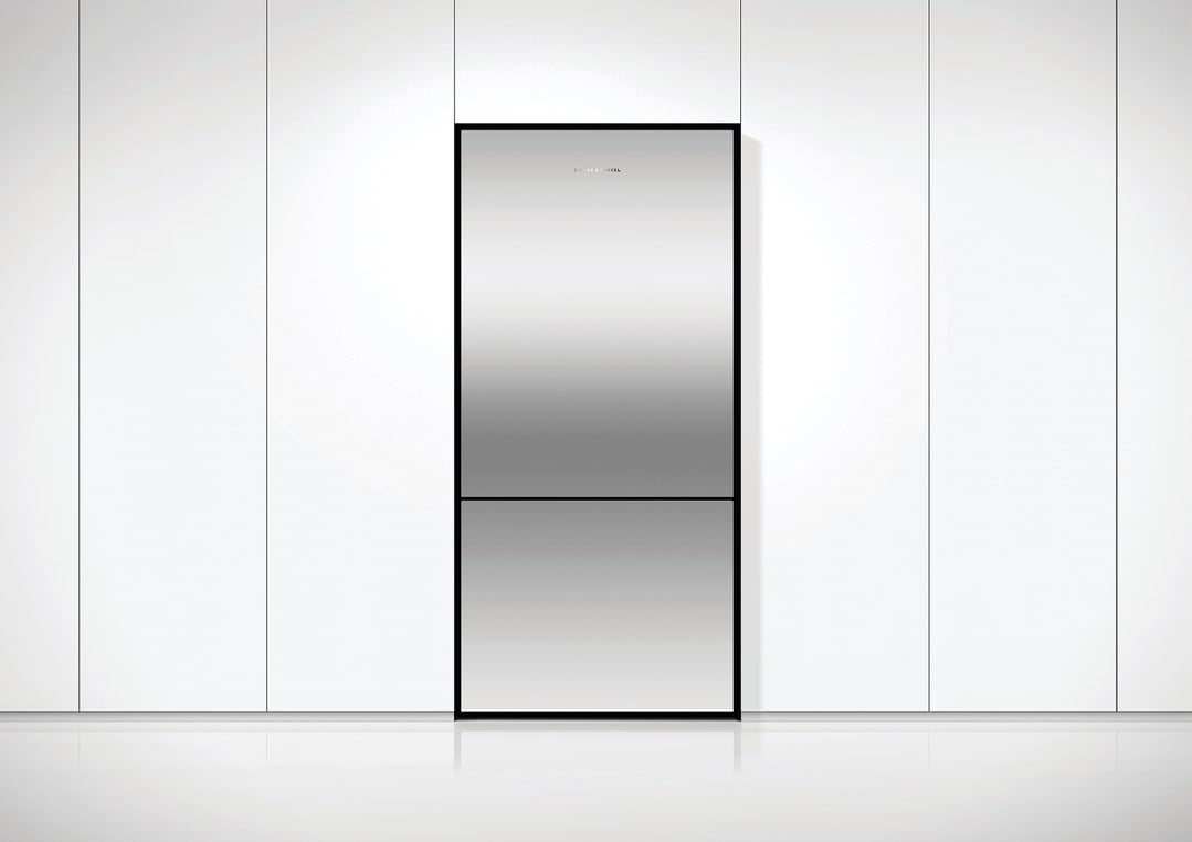 Fisher & Paykel Refrigerator Freezer built into white cabinetry