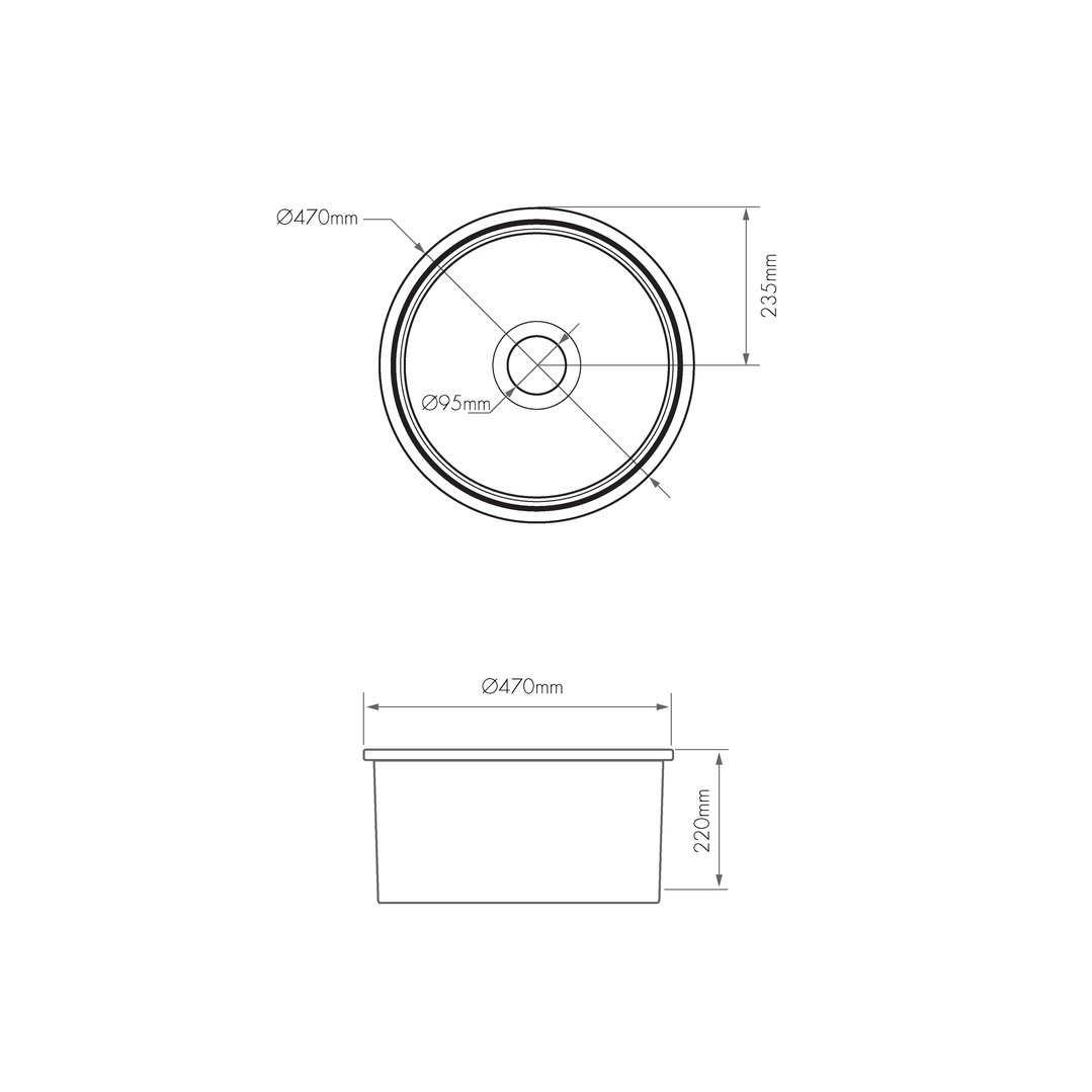 Turner Hastings Cuisine Round 47 Inset / Undermount Fireclay Sink CUR47FS