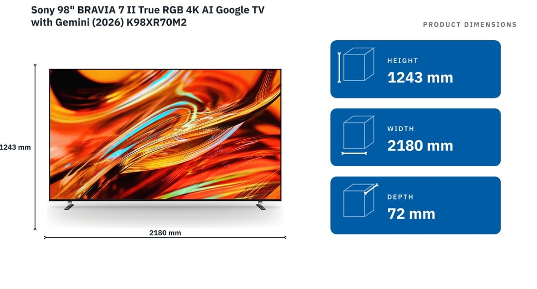 Sony 98" BRAVIA 7 II True RGB 4K AI Google TV with Gemini (2026) K98XR70M2