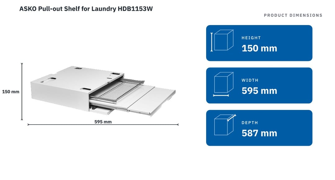 ASKO Pull-out Shelf for Laundry HDB1153W — product dimensions