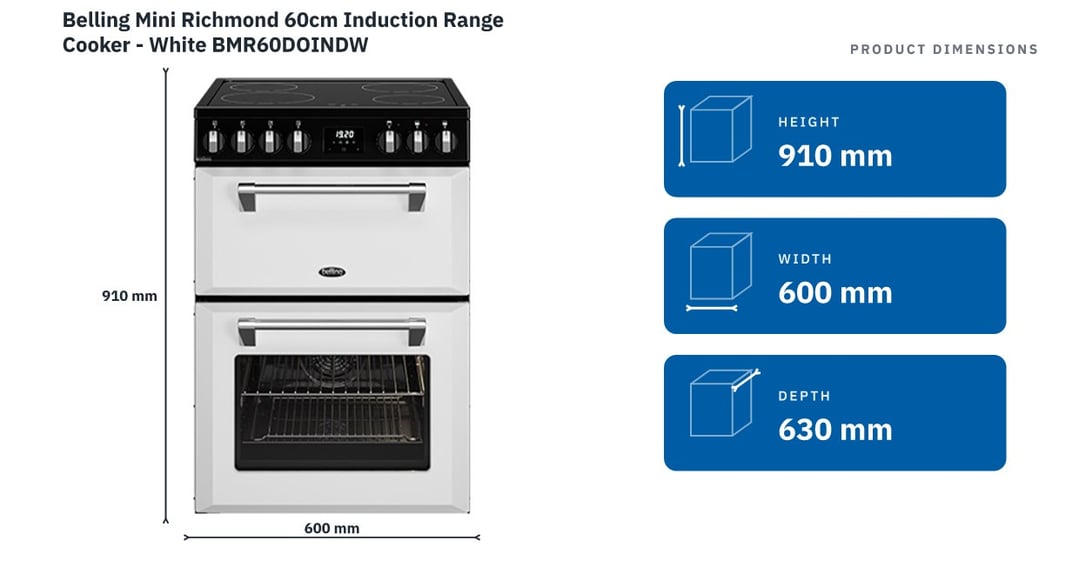 Belling Mini Richmond 60cm Induction Range Cooker - White BMR60DOINDW