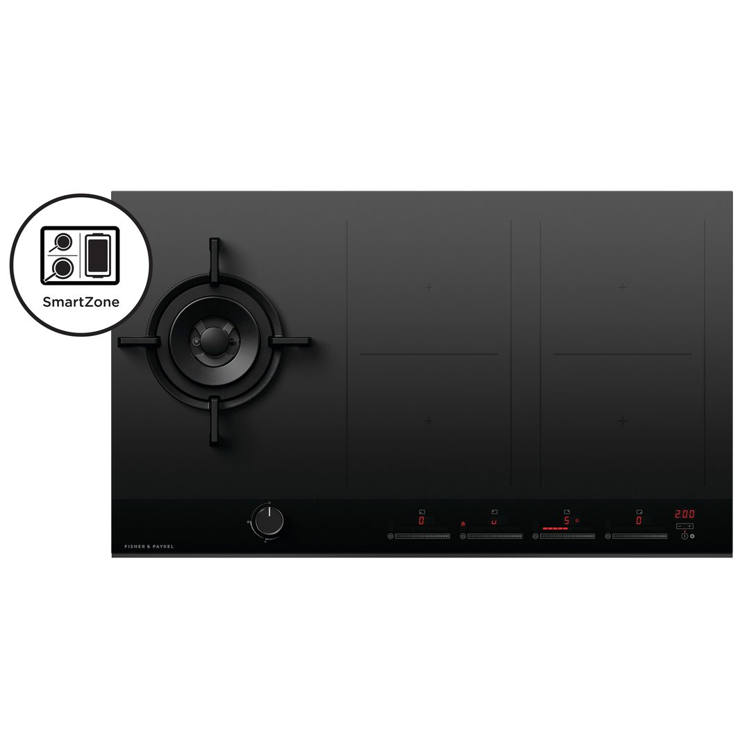 Fisher & Paykel 90cm Series 9 1 Burner + 4 Zone Hybrid Cooktop, 2 SmartZones, Natural Gas CGI905DNGTB4