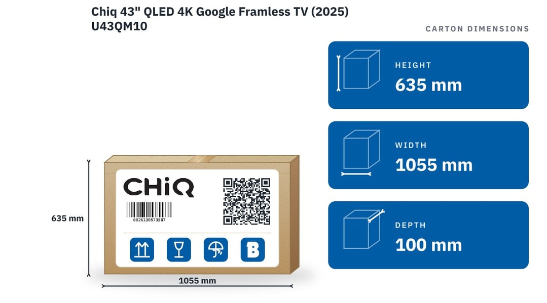 Chiq 43" QLED 4K Google Framless TV (2025) U43QM10