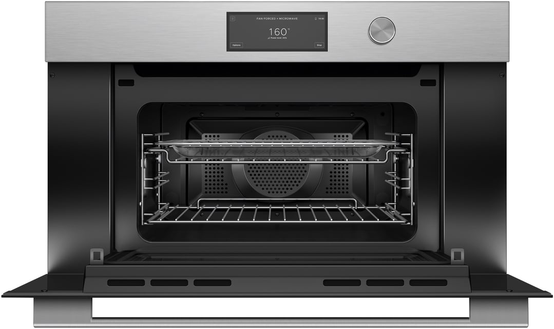 Fisher & Paykel 76cm Series 9, Contemporary Compact Combi-Steam Oven, Brushed Silver Glass OS76NCUDX3