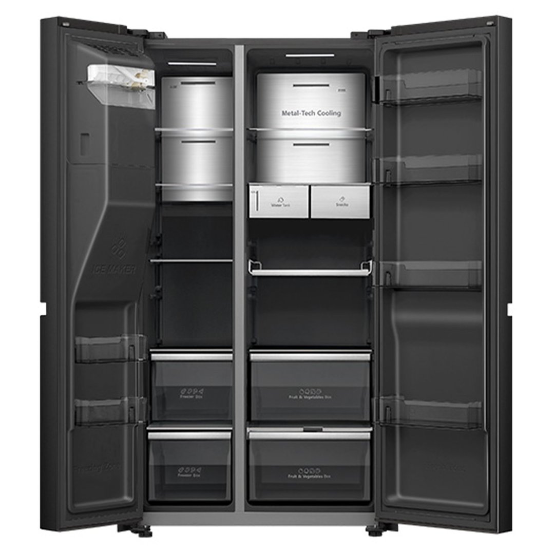 Hisense 614L PureFlat Eclipse Side-by-Side Black Fridge HRSBS613BWX