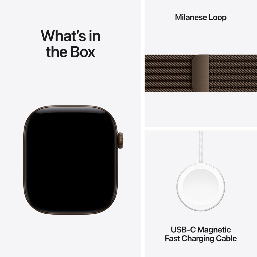 Apple Watch Series 12 GPS 46mm Dark Bronze Aluminum Case with Dark Bronze Milanese Loop - M/L MKD84X/A