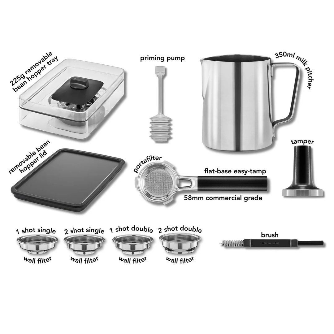 Kitchenaid Semi Automatic Espresso Machine with Burr Grinder Porcelain 5KES6551APL