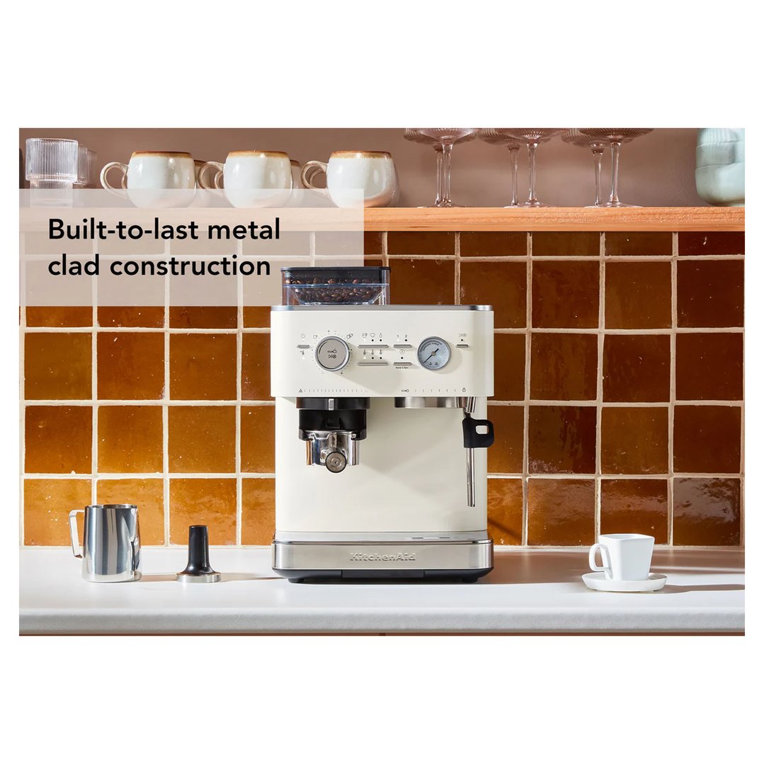 Kitchenaid Semi Automatic Espresso Machine with Burr Grinder Porcelain 5KES6551APL