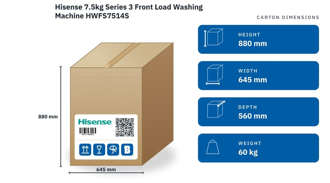 Hisense 7.5kg Series 3 Front Load Washing Machine HWFS7514S