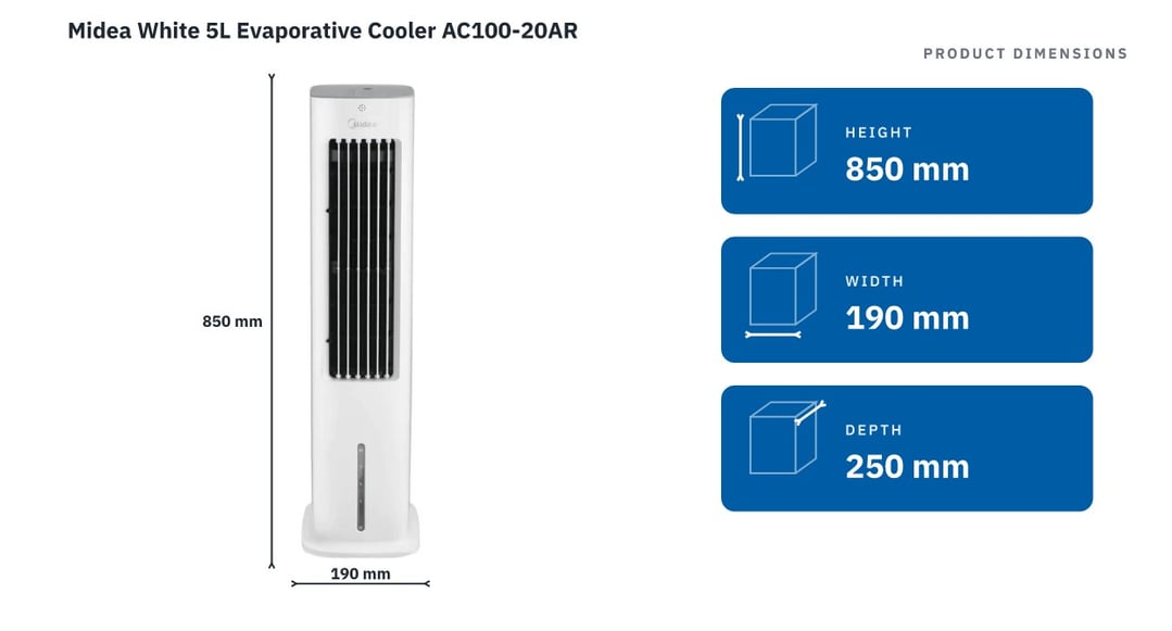 Midea White 5L Evaporative Cooler AC100-20AR