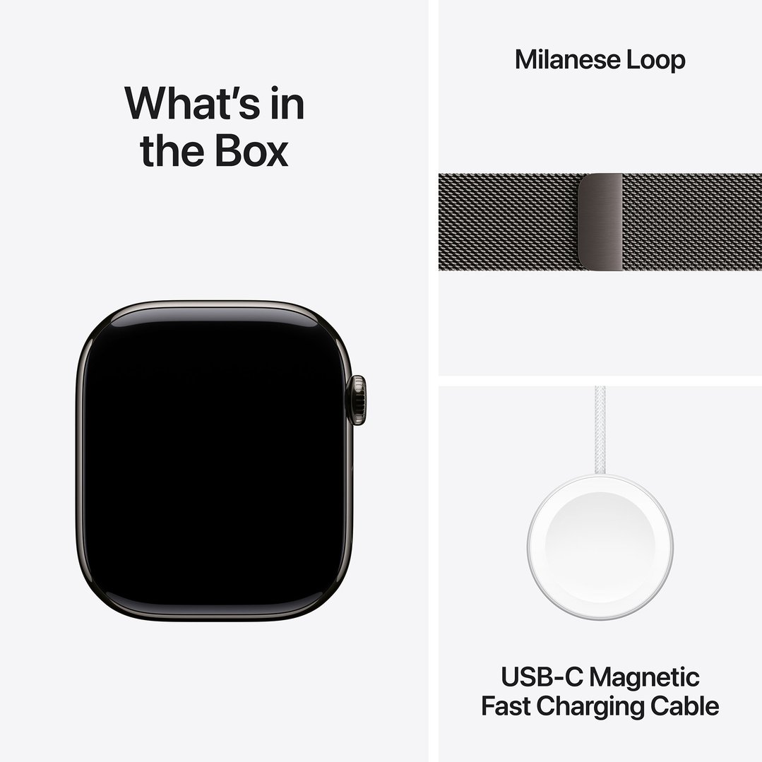 Apple Watch Series 11 46mm Slate Titanium Case GPS + Cellular Slate Milanese Loop (M/L) MFD44X/A