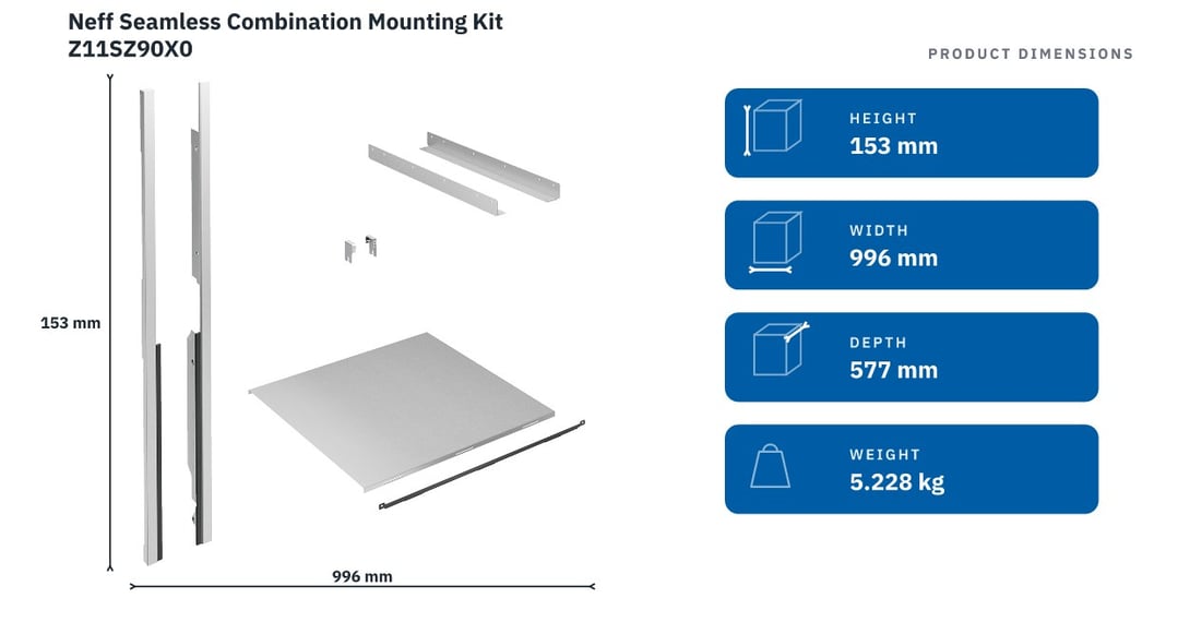 Neff Seamless Combination Mounting Kit Z11SZ90X0 — product dimensions