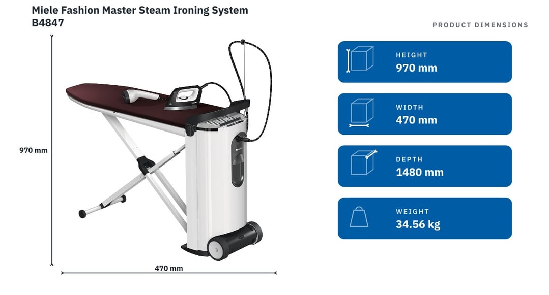 Miele Fashion Master Steam Ironing System B4847 — product dimensions