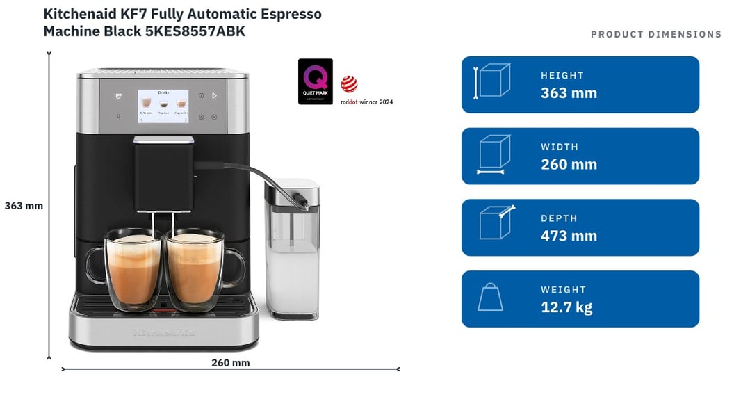 Kitchenaid KF7 Fully Automatic Espresso Machine Black 5KES8557ABK