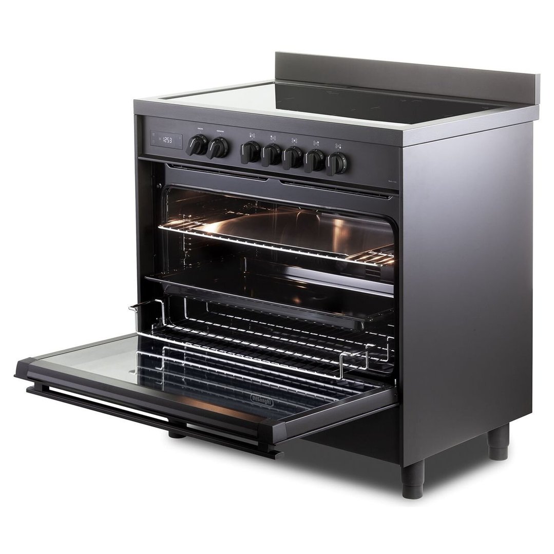 Delonghi 90cm Freestanding Deluxe Induction Cooker - Anthracite DEF1407INDMB