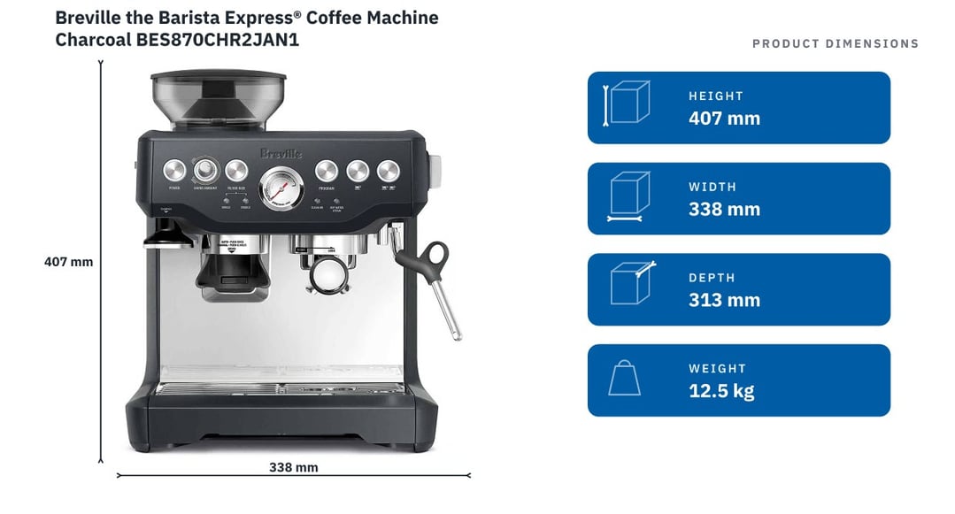 Breville the Barista Express® Coffee Machine Charcoal BES870CHR2JAN1
