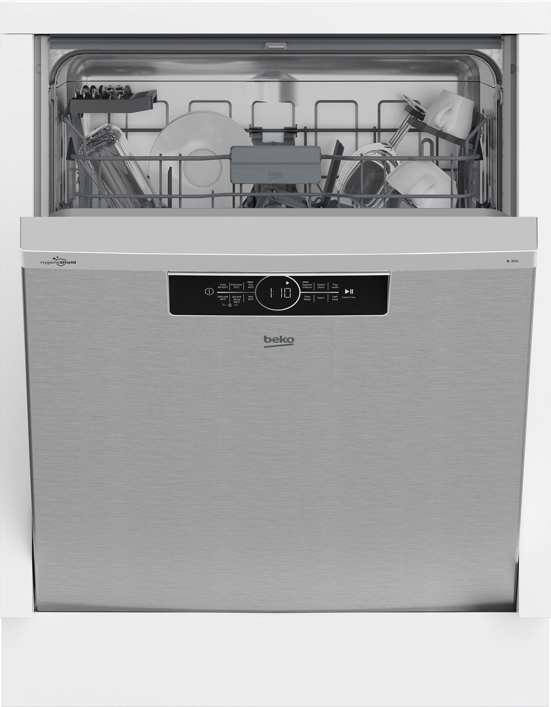 Beko 14 Place Setting Built Under Dishwasher - Platinum Steel BDBU1430X