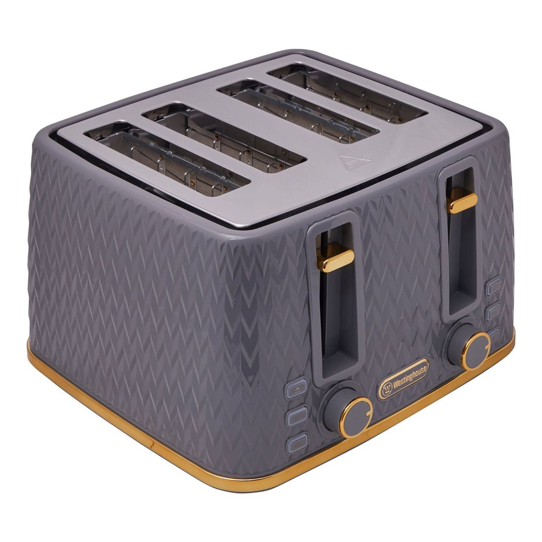 Westinghouse Kettle and Toaster Pack Grey Gold 1.7L Kettle, 4 Slice Toaster WHKTPK13GG