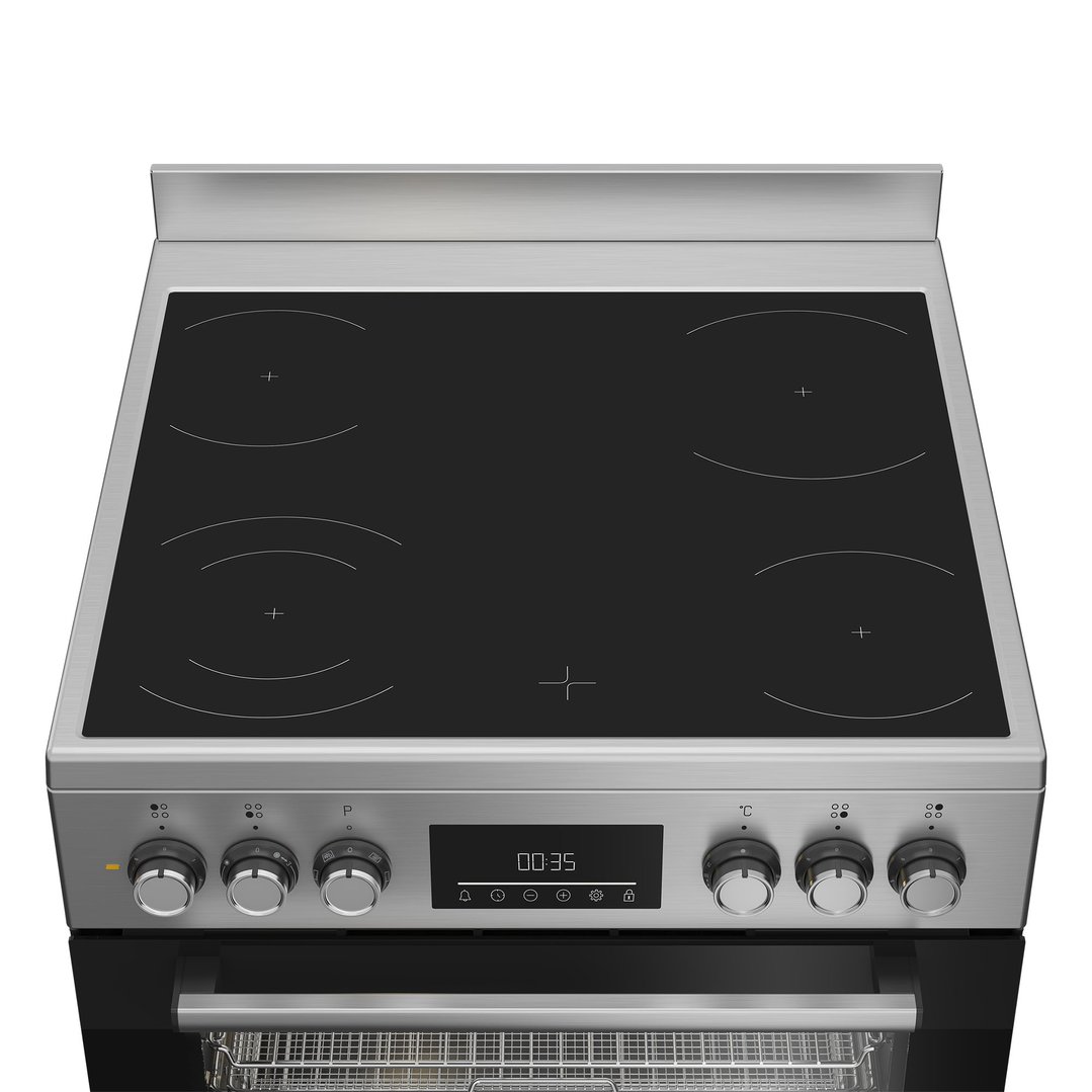 Beko Aeroperfect 60cm Freestanding Cooker with SteamAdd & Airfry and Ceramic Cooktop - Stainless Steel BFCB60VMX