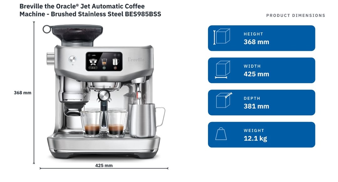 Breville the Oracle® Jet Automatic Coffee Machine - Brushed Stainless Steel BES985BSS