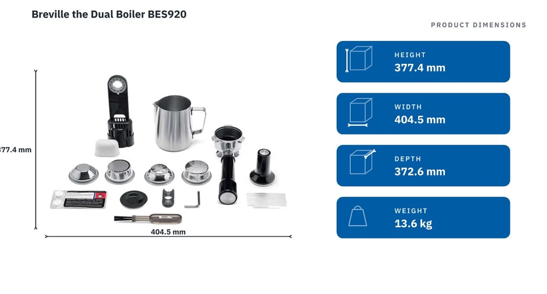 Breville the Dual Boiler BES920 — product dimensions