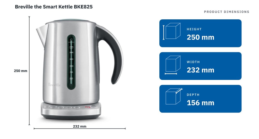 Breville the Smart Kettle BKE825 — product dimensions