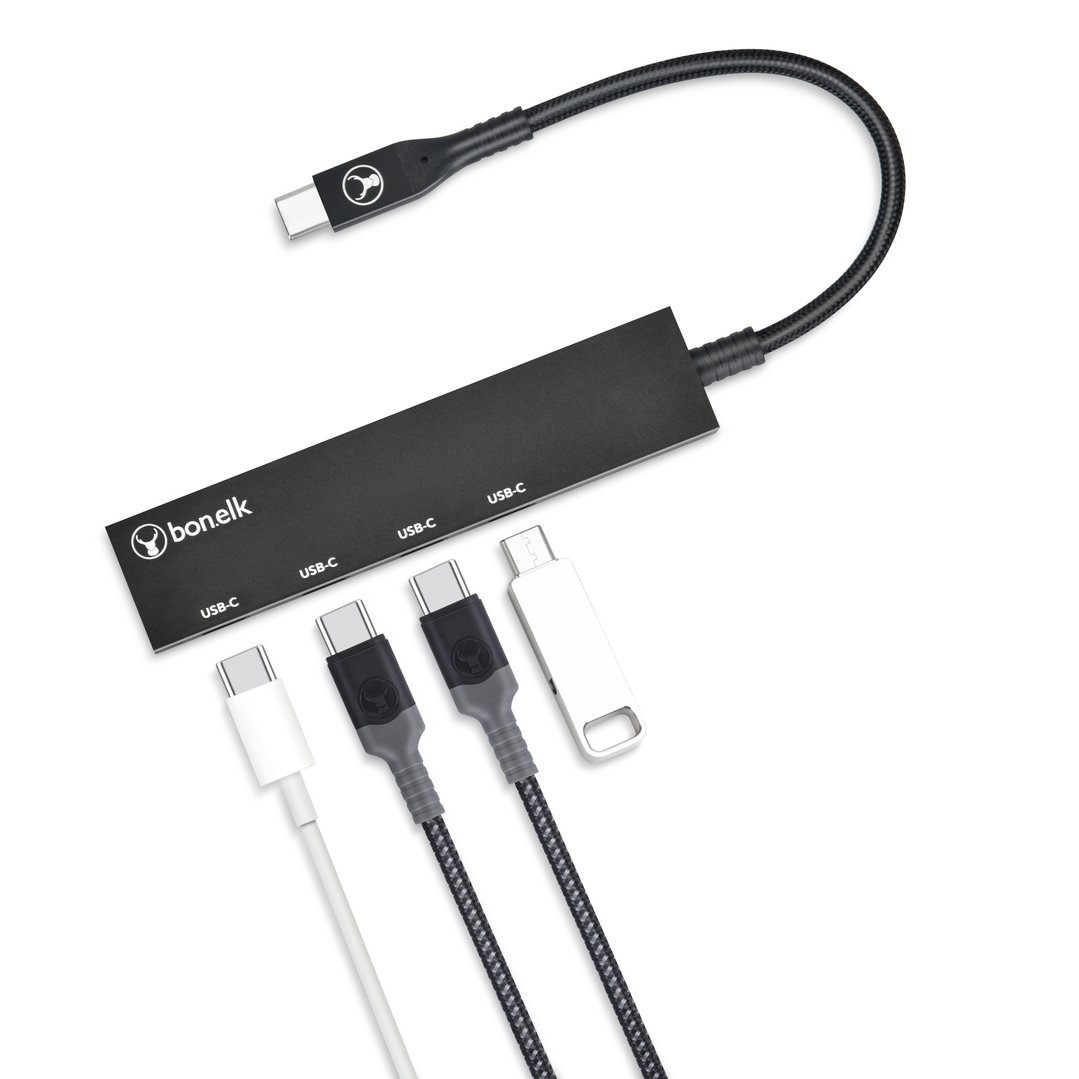 Bonelk Long-Life USB-C to 4 Port USB-C - Black ELK-80058-R