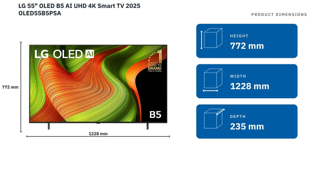 LG 55" OLED B5 AI UHD 4K Smart TV 2025 OLED55B5PSA