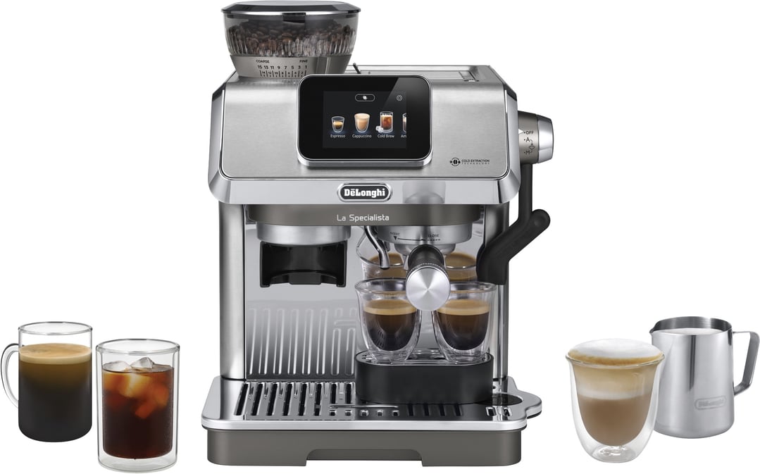 DeLonghi La Specialista Touch manual coffee machine with various coffee drinks