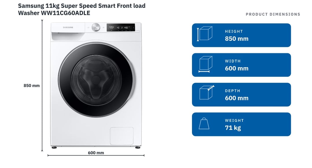 Samsung 11kg Super Speed Smart Front load Washer WW11CG60ADLE