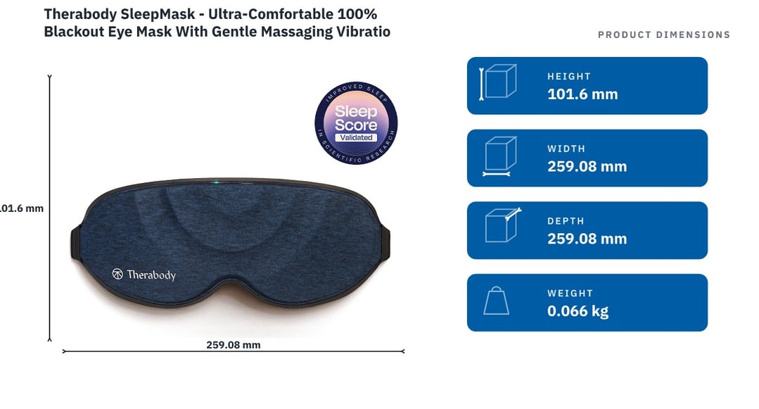 Therabody SleepMask - Ultra-Comfortable 100% Blackout Eye Mask With Gentle Massaging Vibration SM0004081-1A30