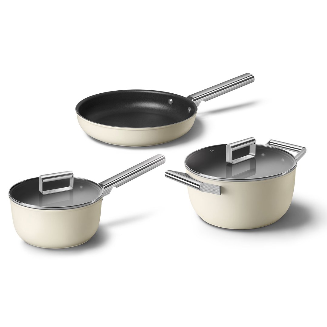 Smeg 3PC Cookware Set CKFF2601,CKFC2411,CKFS2011CREAM CK3PCCRM Buy