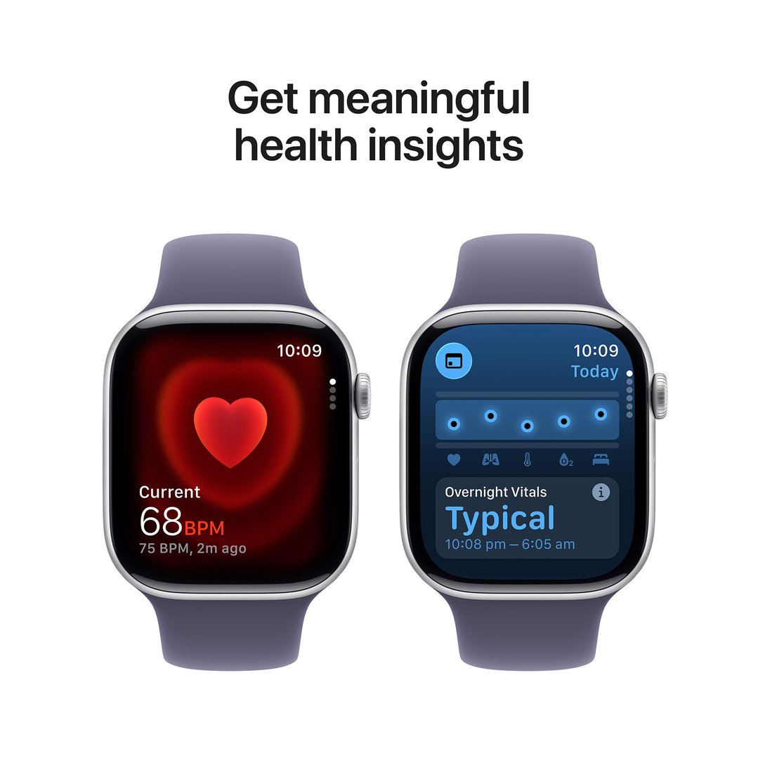 Apple Watch Series 11 46mm Silver Aluminium Case GPS Sport Band (M/L) (Purple Fog) MEVA4X/A