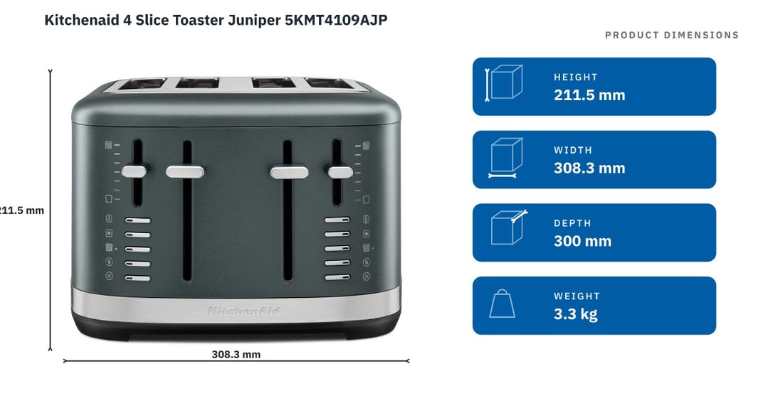 Kitchenaid 4 Slice Toaster Juniper 5KMT4109AJP