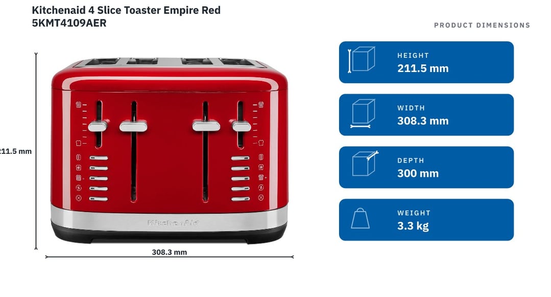 Kitchenaid 4 Slice Toaster Empire Red 5KMT4109AER